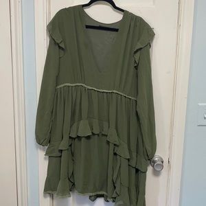 Boohoo Green flouncy dress